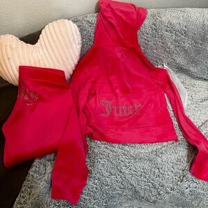 Size S Juicy Couture Velour Tracksuit Set Bling jacket and pants Pink party